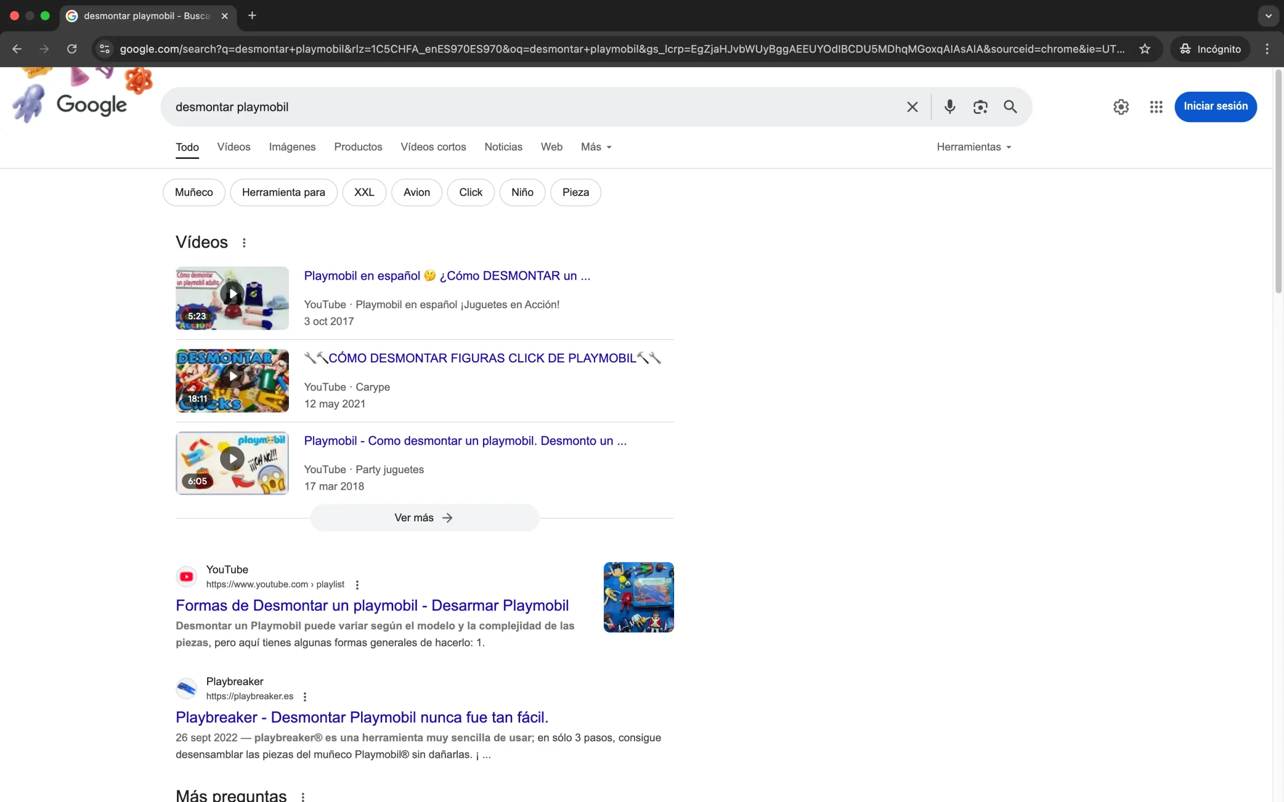 Busqueda Google - Desmontar Playmobil Playbreaker
